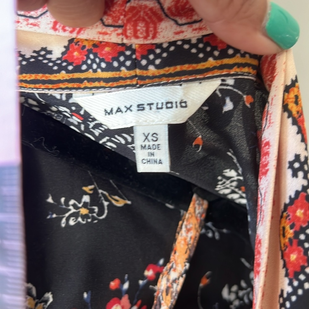 Max Studio black floral long kimono duster/jacket|XS - Picture 7 of 8